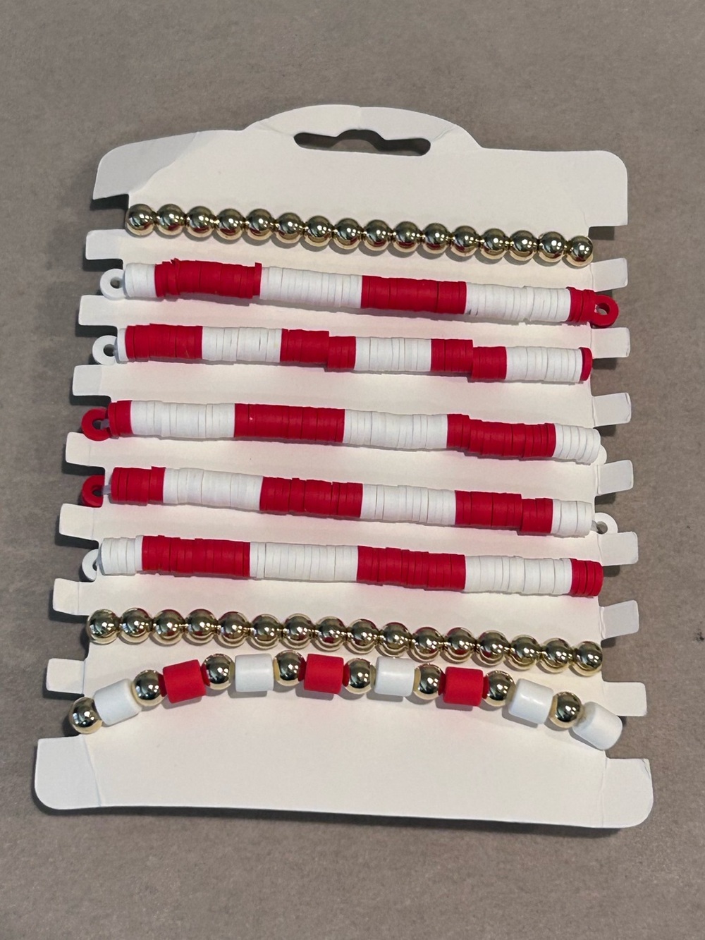 49ers Fashion Jewelry Women's Red and White Game Day Bracelet Set - Picture 2 of 2